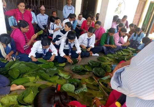 विद्यालयमा टपरी र चकटी बनाउने सीप सिकाइदै
